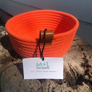 Maple + Lark Small Rope Storage Basket Orange Pink